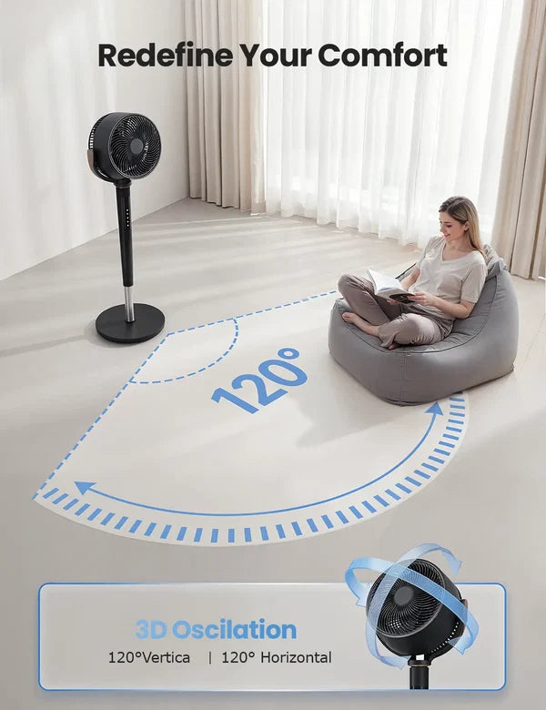 Eslicer™ 120° Oscillating Standing Bedroom Fan