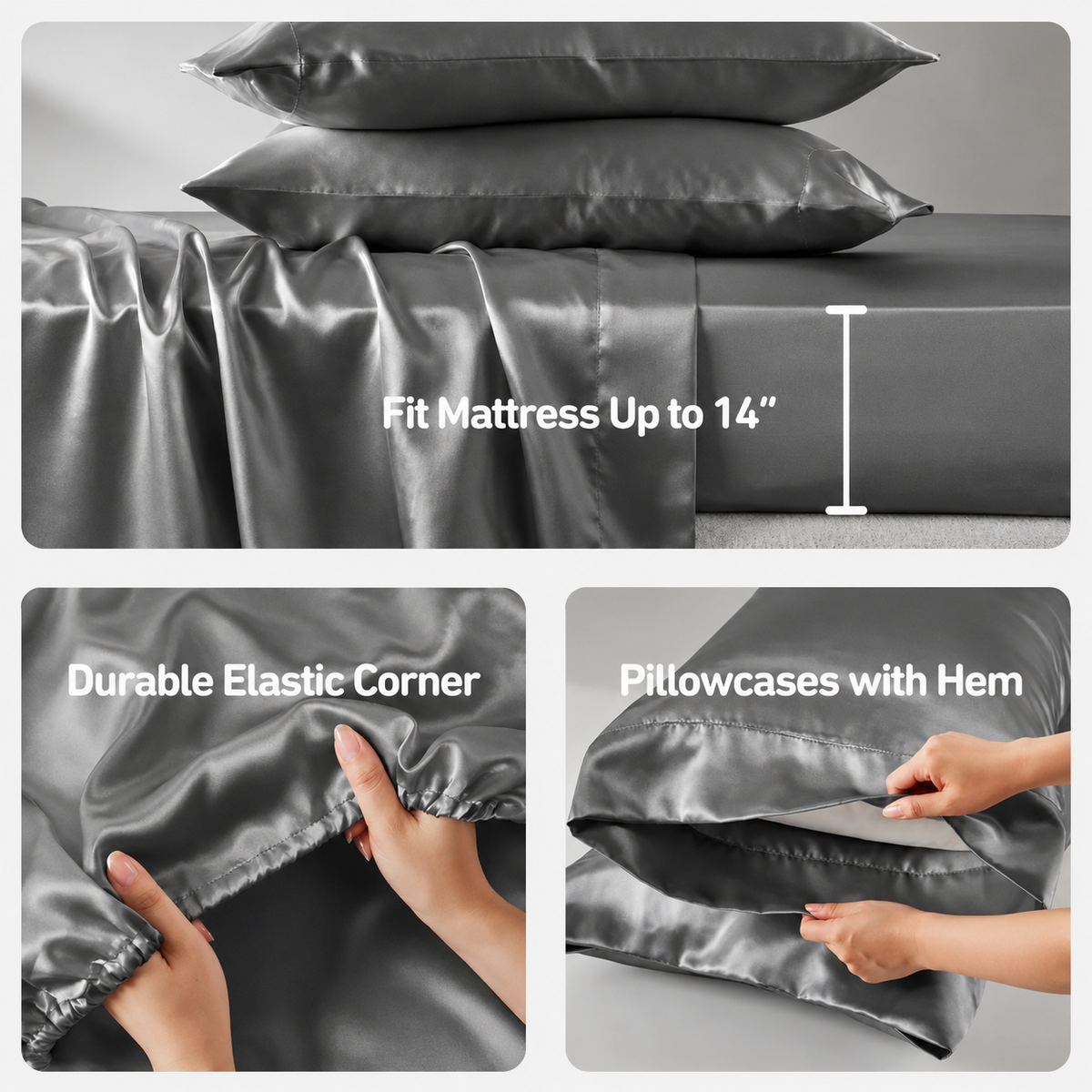 6-Piece Luxury Satin Sheet Set