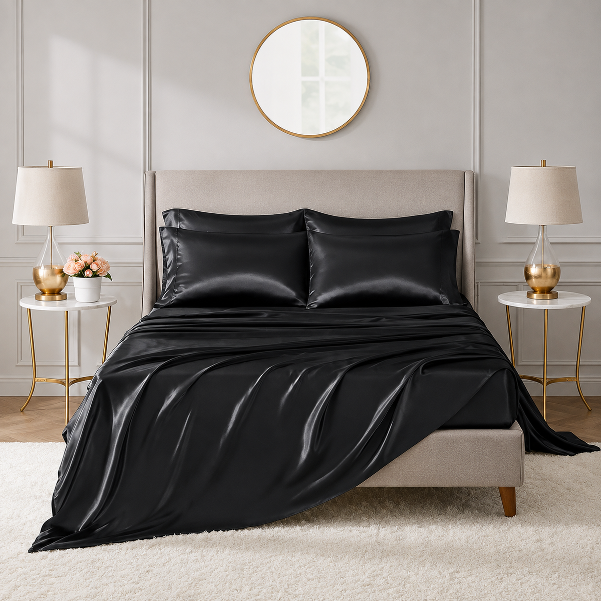 6-Piece Luxury Satin Sheet Set